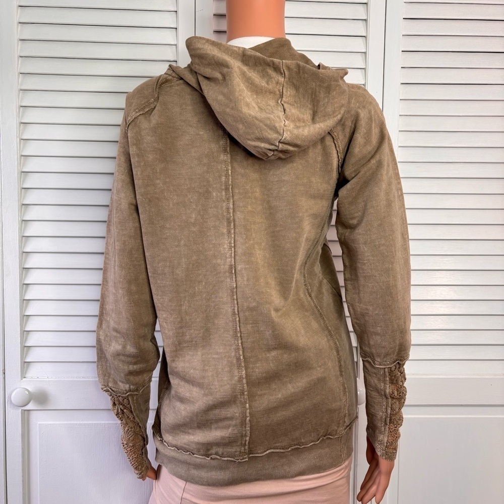 AFFLICTION Brown Zip Up Hooded Sweater Size Medium - Picture 8 of 8